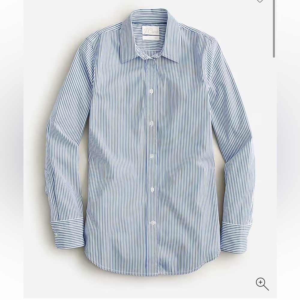 J.Crew Blue Striped Cotton Poplin Button Down size 14 preppy academia chic work